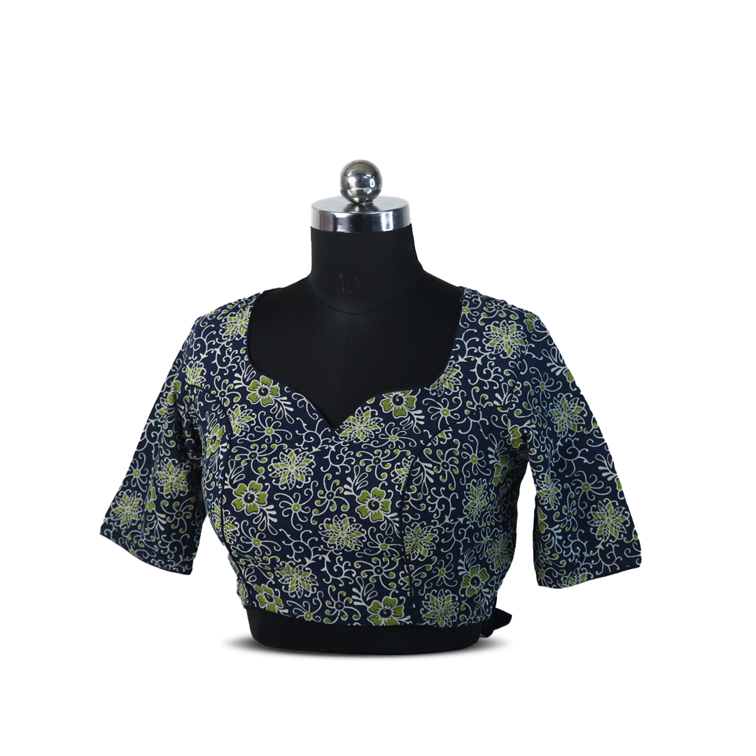 Black and Green patterned blouse