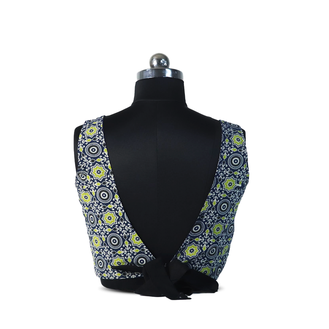 Black and Green patterned blouse