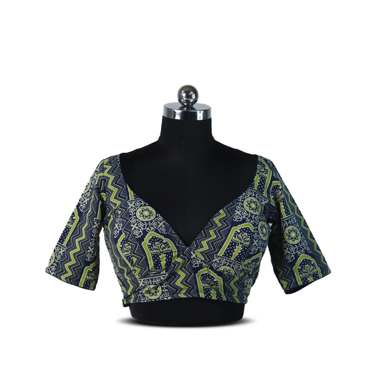 Black and green patterned blouse