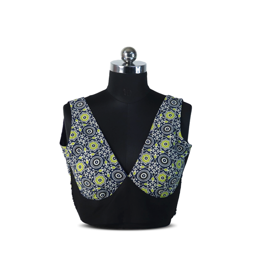 Black and Green patterned blouse