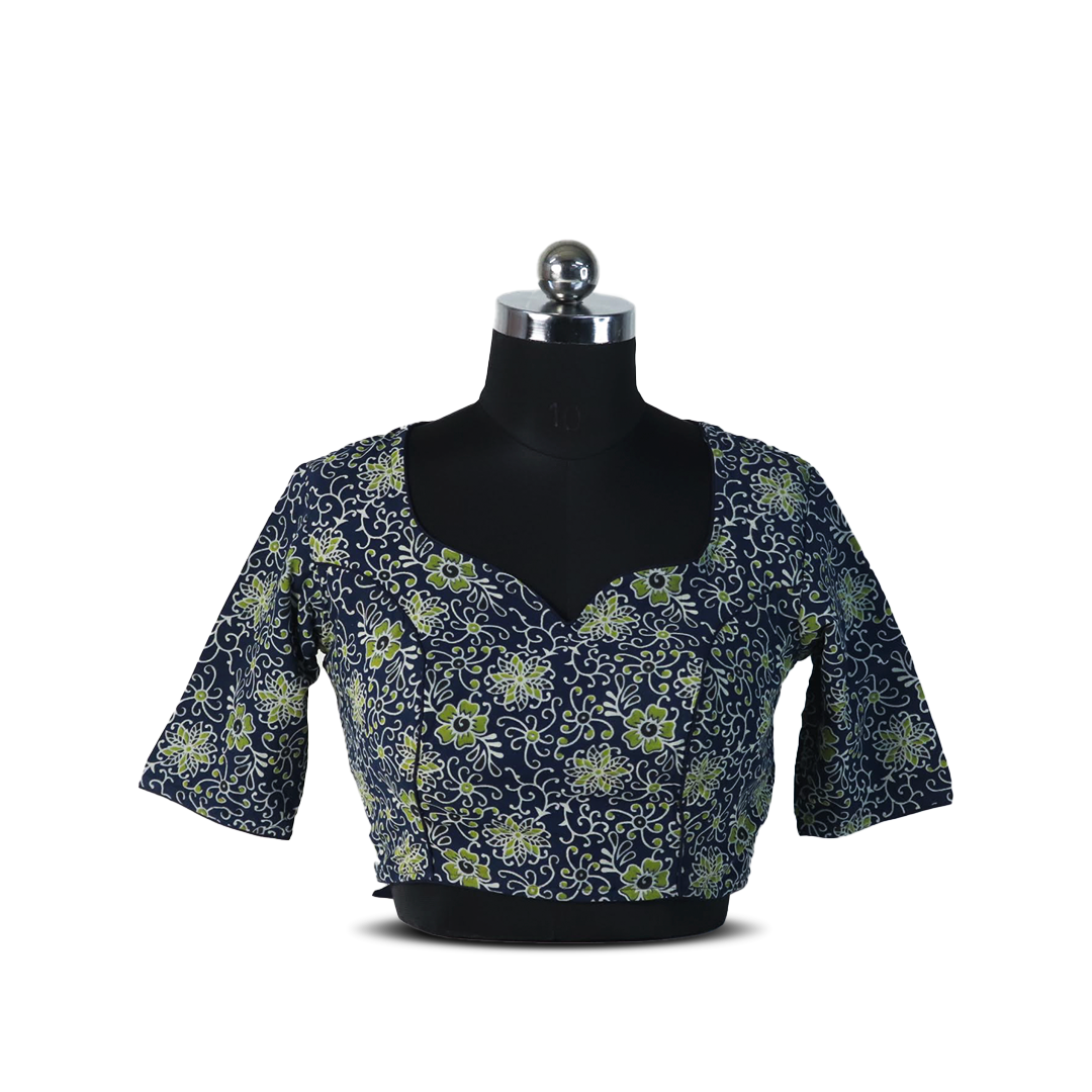 Black and Green patterned blouse