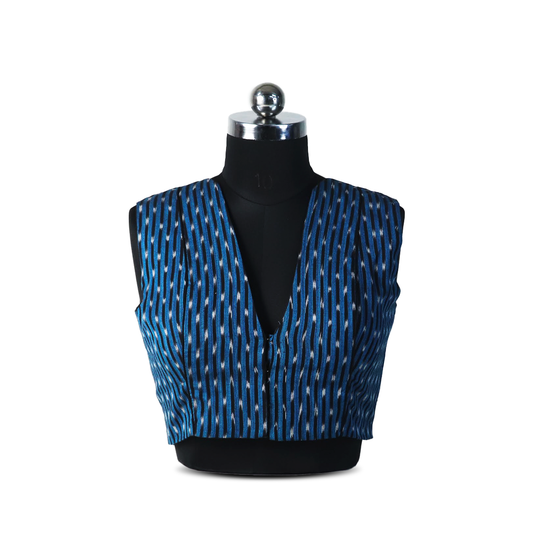 Blue Black Lined blouse